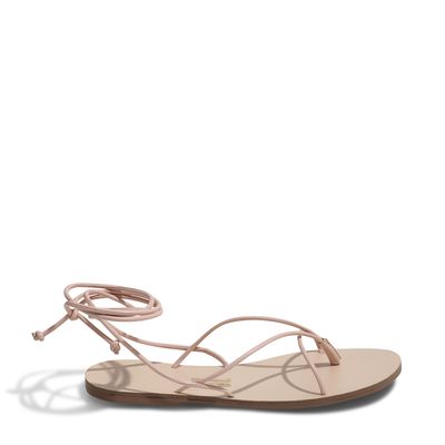 Rasteira Tiras Amarração Rosa