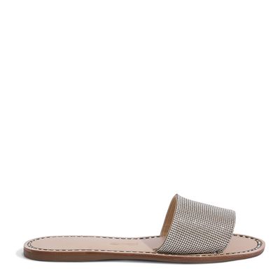 Rasteira Malha Strass Prata