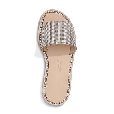 Rasteira Malha Strass Prata