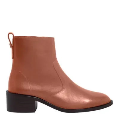 Bota Couro Confort Salto Grosso Caramelo