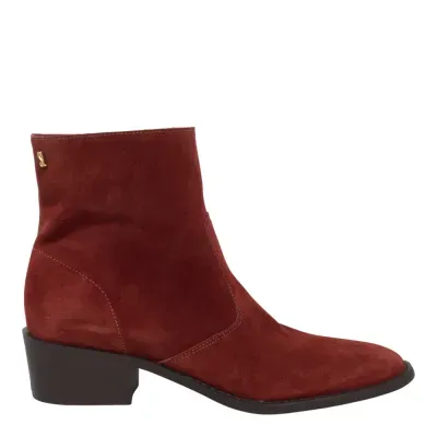 Bota Couro Camurça Cano Baixo Marrom Terracota