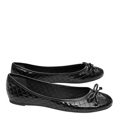 Sapatilha Verniz Bico Redondo Preto Laço