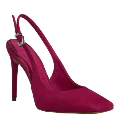 Scarpin Slingback Couro Rosa Fucsia Salto Alto