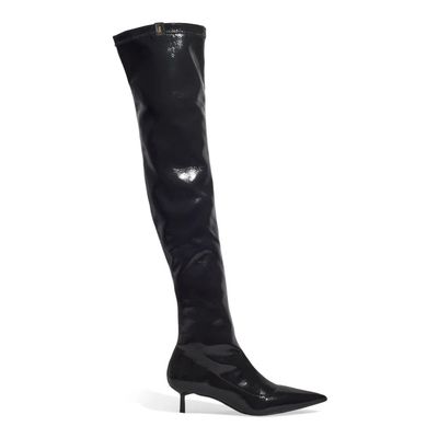 Bota Over Verniz Cano Alto Preto