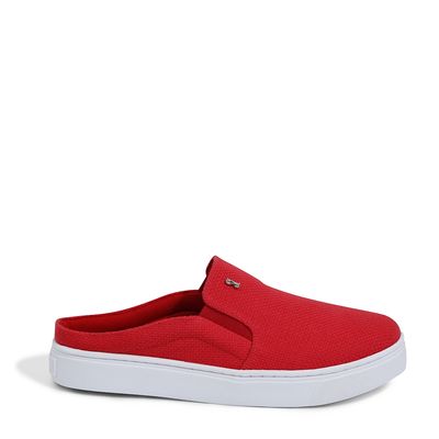 Tênis Slip On Mule Tecido Vermelho