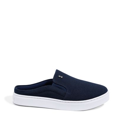 Tênis Slip On Mule Tecido Azul Marinho