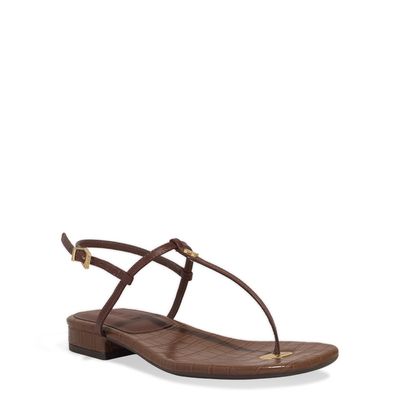 Rasteira Salomé Couro Marrom Croco