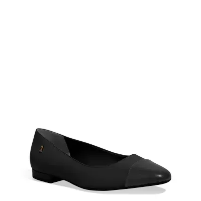 Sapatilha Couro Nobre Preto Bico Fino