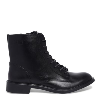 Bota Coturno Cadarço Couro Pelica Premium Preto