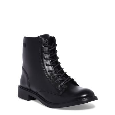 Bota Coturno Cadarço Couro Pelica Premium Preto