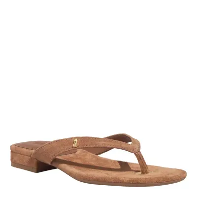 Rasteira Thong Couro Nobre Marrom Safari