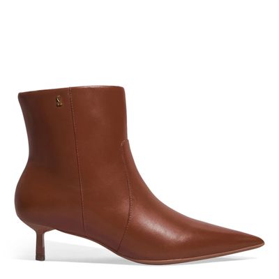 Bota Couro Cano Baixo Marrom Bico Fino
