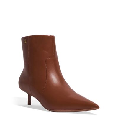 Bota Couro Cano Baixo Marrom Bico Fino