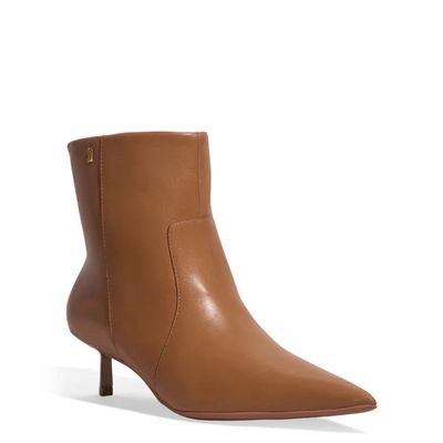 Bota Couro Cano Baixo Caramelo Bico Fino