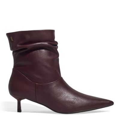 Bota Couro Cano Baixo Slouch Roxo Berry