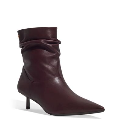 Bota Couro Cano Baixo Slouch Roxo Berry