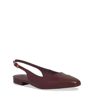 Sapatilha Slingback Couro Roxo Bico Fino