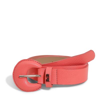 Cinto Couro Floater Fivela Redonda Rosa Camélia