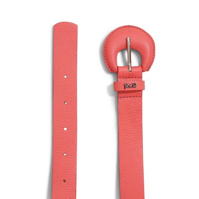 Cinto Couro Floater Fivela Redonda Rosa Camélia
