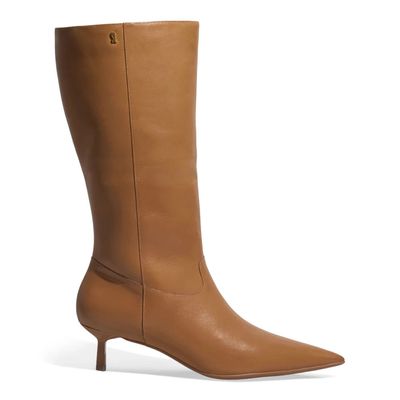 Bota Couro Cano Alto Preta Salto Baixo