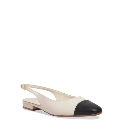 Sapatilha Slingback Couro Marfim Bico Fino