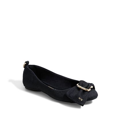 Sapatilha Linho Argola Preta