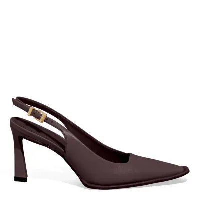 Scarpin Slingback Couro Roxo Bico Fino