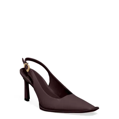 Scarpin Slingback Couro Roxo Bico Fino