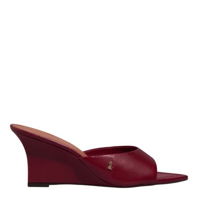 Mule Anabela Couro Pelica Soft Vermelho Ruby