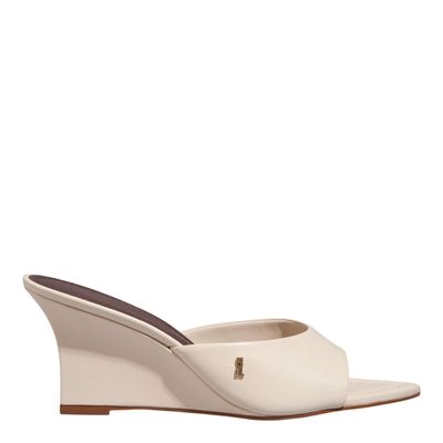 Mule Anabela Couro Pelica Soft Off White