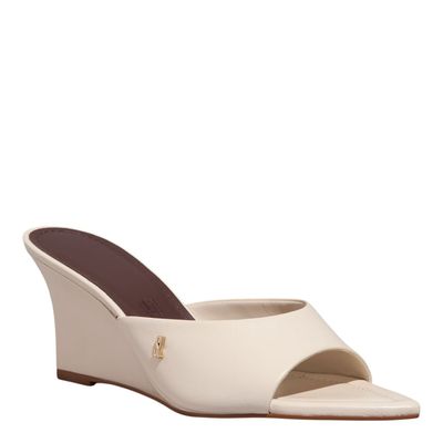 Mule Anabela Couro Pelica Soft Off White
