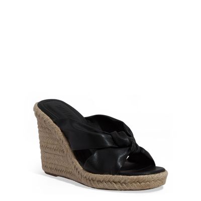 Mule Espadrille Anabela Napa Soft Preto