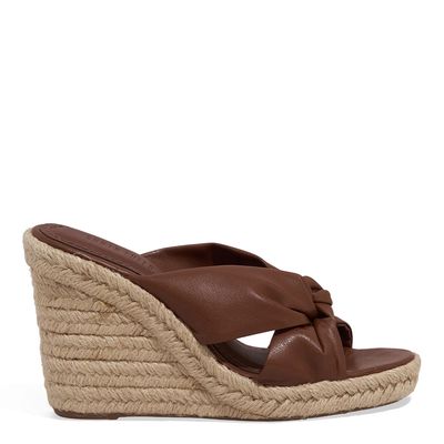 Mule Espadrille Anabela Napa Soft Caramelo Escuro