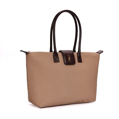 Bolsa Shopper Material Canvas Marrom Dark Alça de Ombro