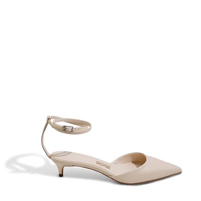 Scarpin Couro Tira Dupla Off White