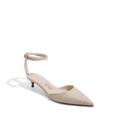 Scarpin Couro Tira Dupla Off White