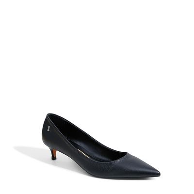 Scarpin Couro Salto Baixo Preto