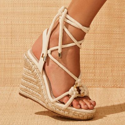 Sandália Cordão Anabela Off White