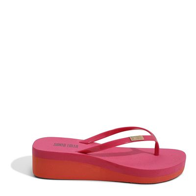 Flip Flop Borracha Plataforma Pink e Vermelho