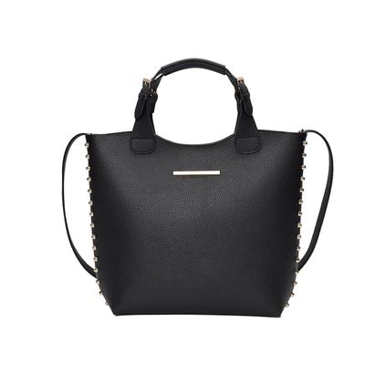 Bolsa Shopper Fivela Tachas Preto