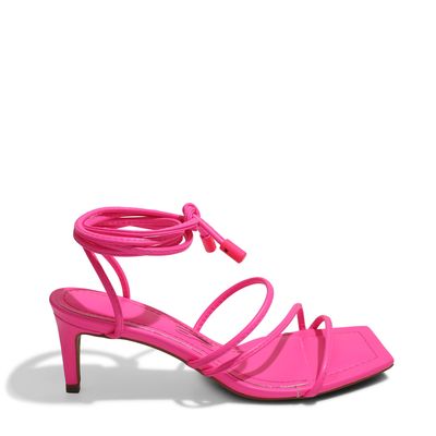 Sandália Tira Amarração Rosa Neon