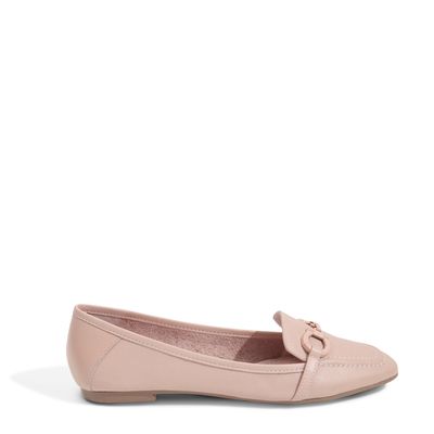 Mocassim Couro Corrente Rosa
