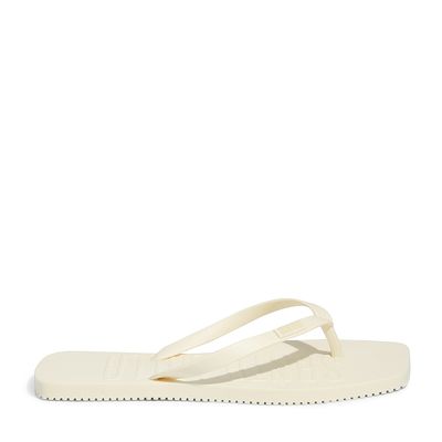 Flip Flop Emborrachada Bico Quadrado Off White