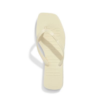 Flip Flop Emborrachada Bico Quadrado Off White