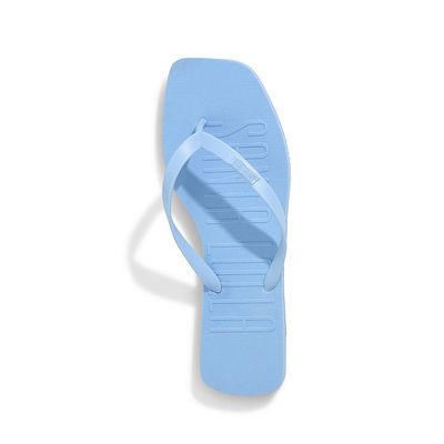 Flip Flop Emborrachada Bico Quadrado Azul Claro