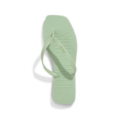Flip Flop Emborrachada Bico Quadrado Verde Claro