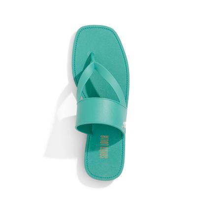 Flip Flop Tira Bico Quadrado Verde Água