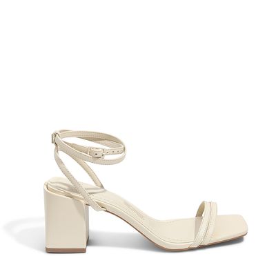Sandália Couro Tiras Off White