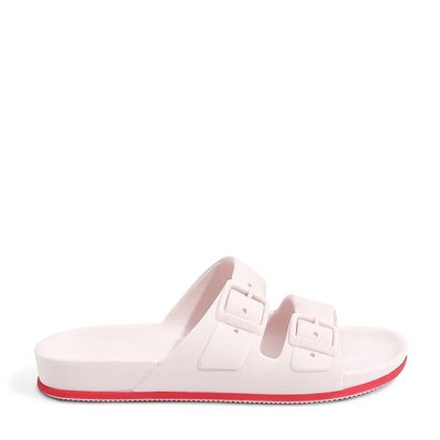 Sandália Slide Infantil Rosa Claro Borracha Com Fivela