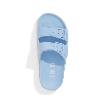 Sandália Slide Infantil Azul Claro Borracha Com Fivela